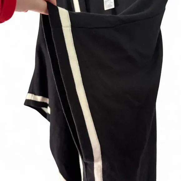 Chico's L/XL Black White Striped Open Front Poncho Cardigan Cashmere Blend Wrap - Picture 7 of 8